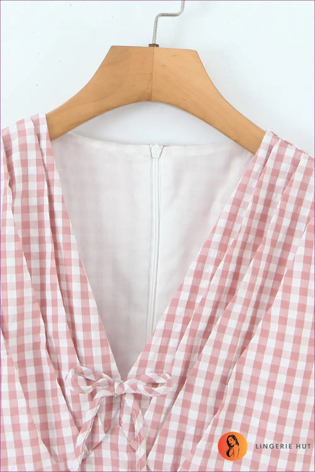 Gingham Mini Dress With A-Line Skirt - Garden Party Ready