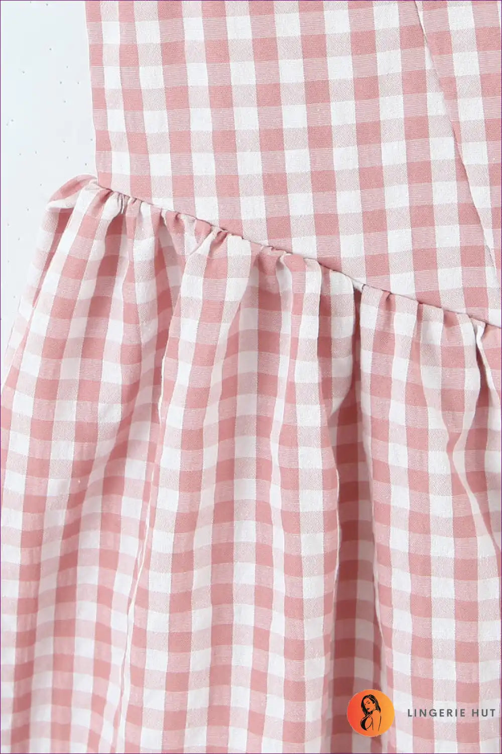 Mini Dress with Gingham Check - Sweet Vintage Charm for A-line, Casual, Cotton, Dress, Everyday