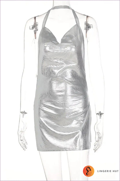 Mini Dress with Halter Neckline - Night out Allure for Backless, Bodycon, Clubwear, Dress, Evening Wear