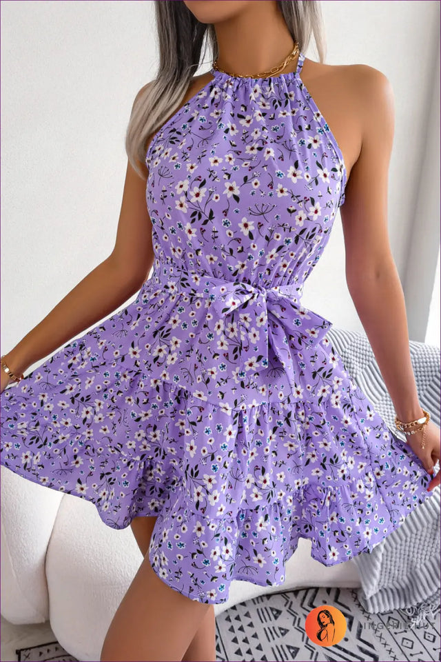 Mini Halter A-Line Dress - Summer Evenings Sorted