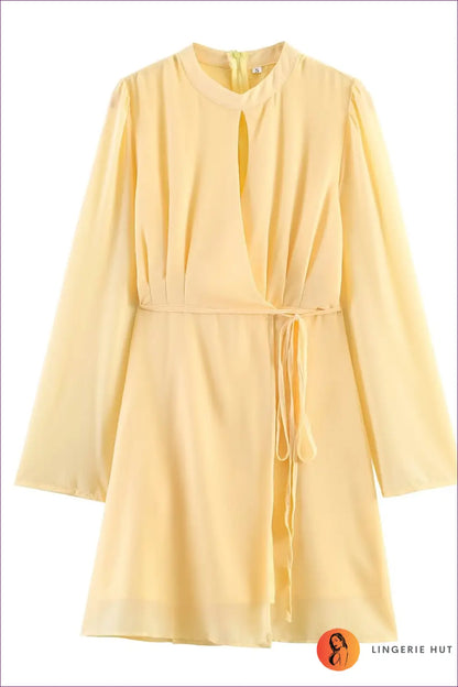 Mini Dress with Keyhole Neckline - Soft Daylight - s / Multi - Casual • Chiffon • Cutout • Date Night • Lingerie Hut