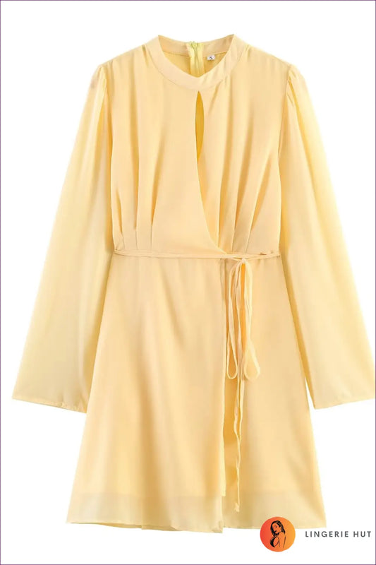 Mini Dress with Keyhole Neckline - Soft Daylight - s / Multi - Casual • Chiffon • Cutout • Date Night • Lingerie Hut