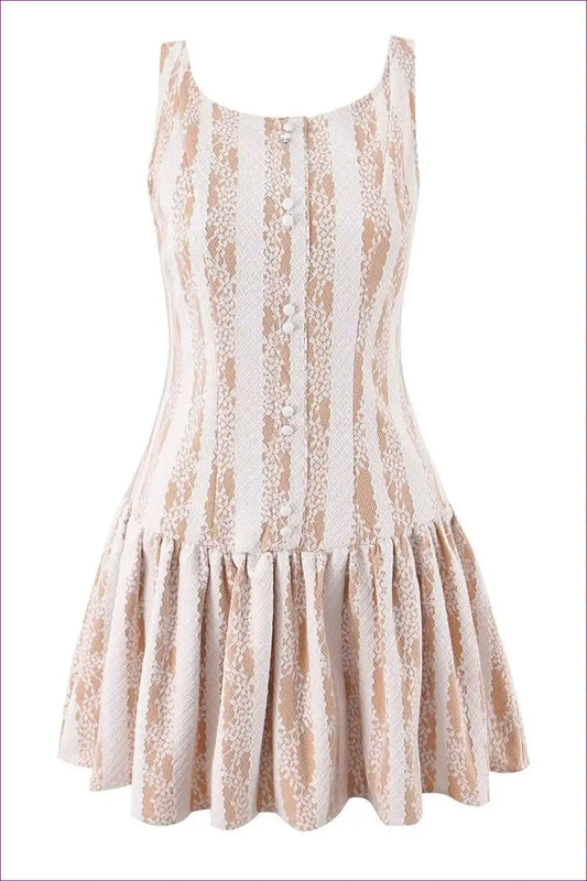 Mini Dress with Lace Bodice - Playful Sophistication for A-line, All Season, Casual, Date Night,