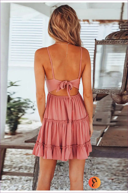 Mini Dress with Lace Bodice - Vacation Romance for A-line, Boho, Cutout, Dress, Glamour