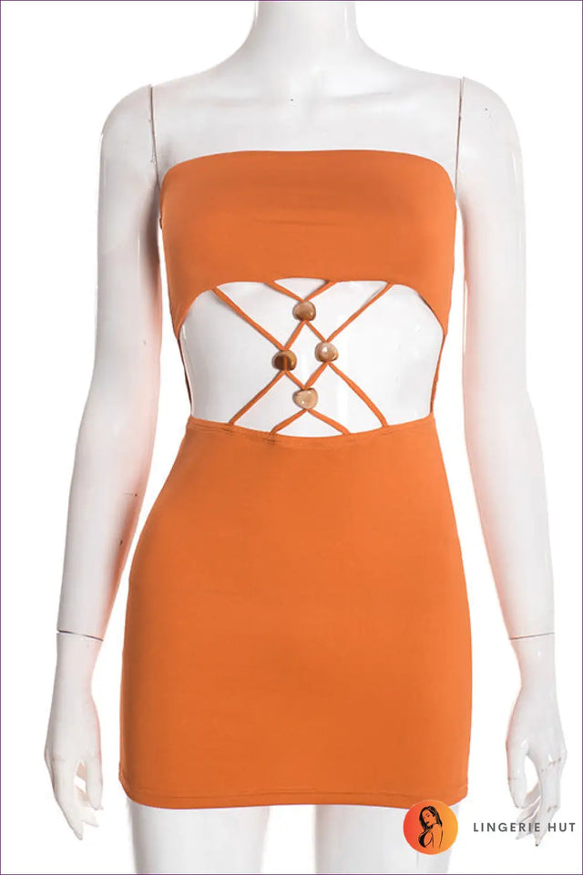 Lace-Up Mini Dress with Cut-Out Waist - Bold But Wearable