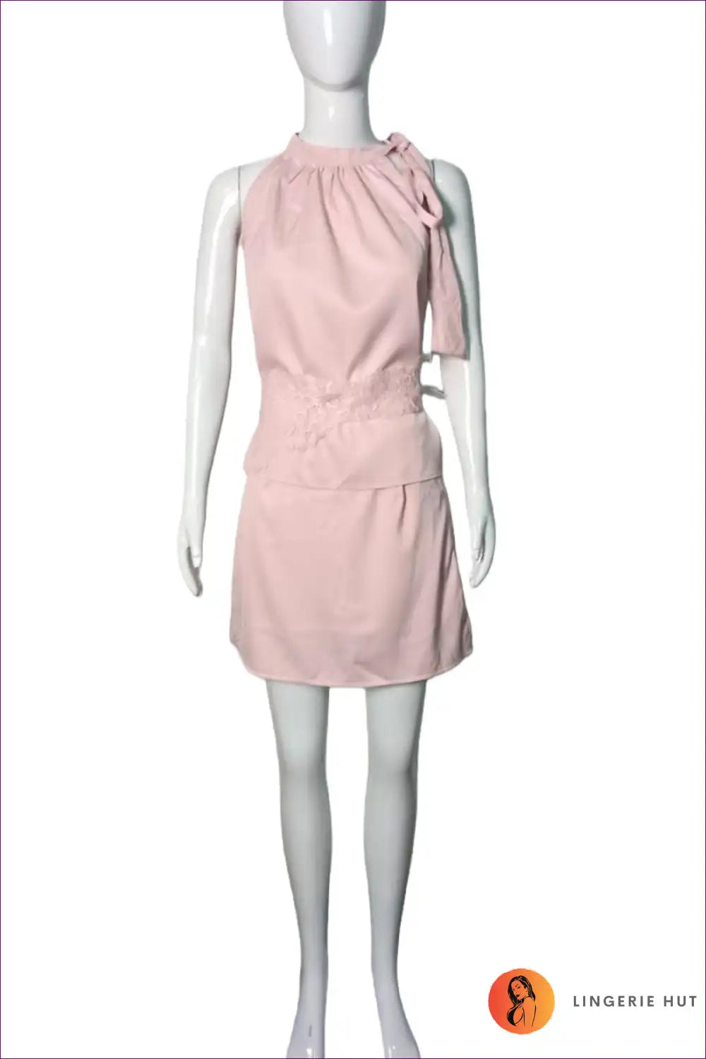 Mini Dress with Lace Waist Detail - Romantic Evenings for A-line, Date Night, Dress, Evening Wear, Floral