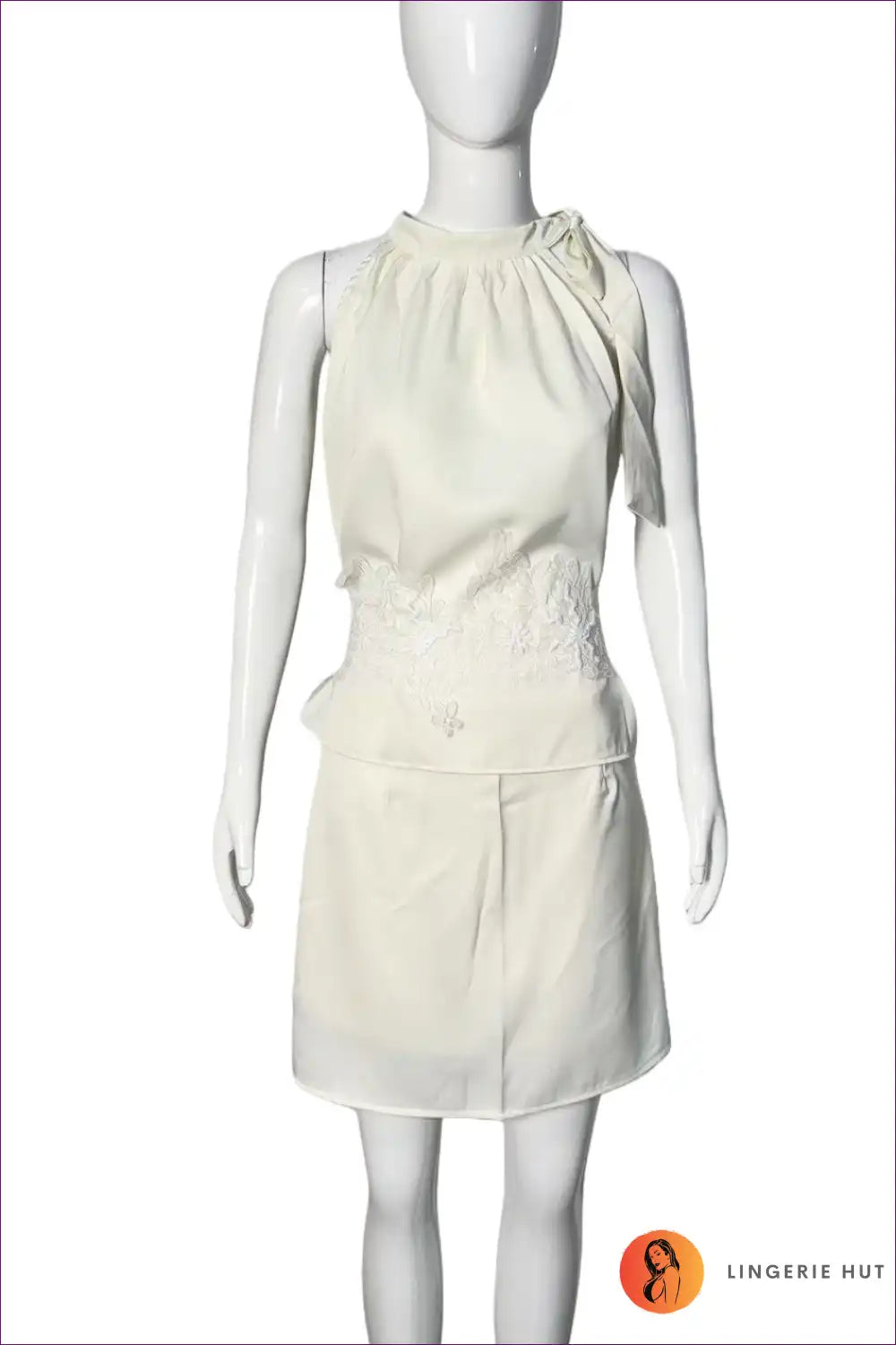 Mini Dress with Lace Waist Detail - Romantic Evenings for A-line, Date Night, Dress, Evening Wear, Floral