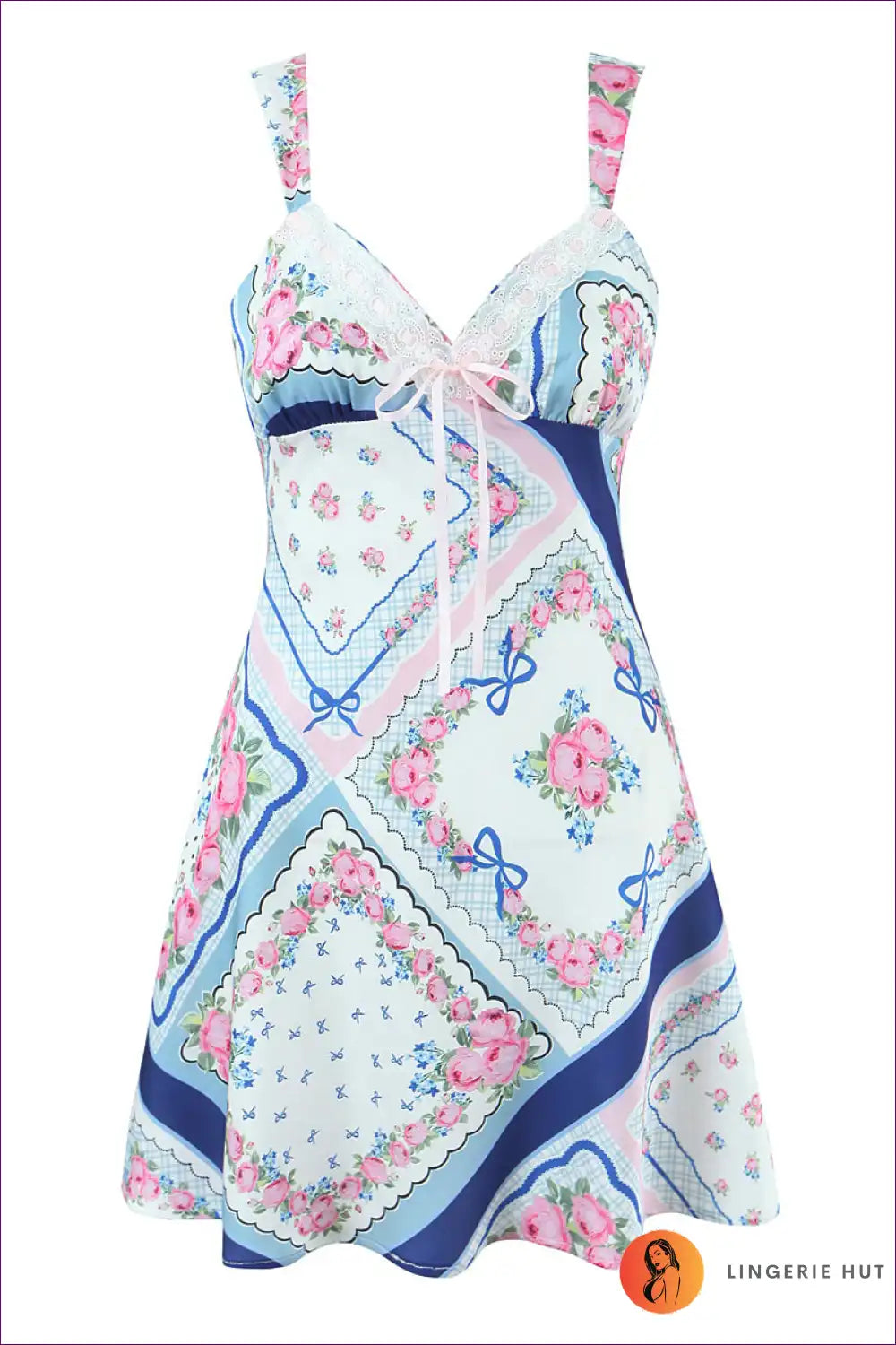 Mini Dress with Patchwork Print - Bohemian Romance for A-line, Boho, Casual, Dress, Everyday