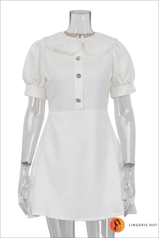 Mini Dress with Peter Pan Collar - Understated Vintage Elegance