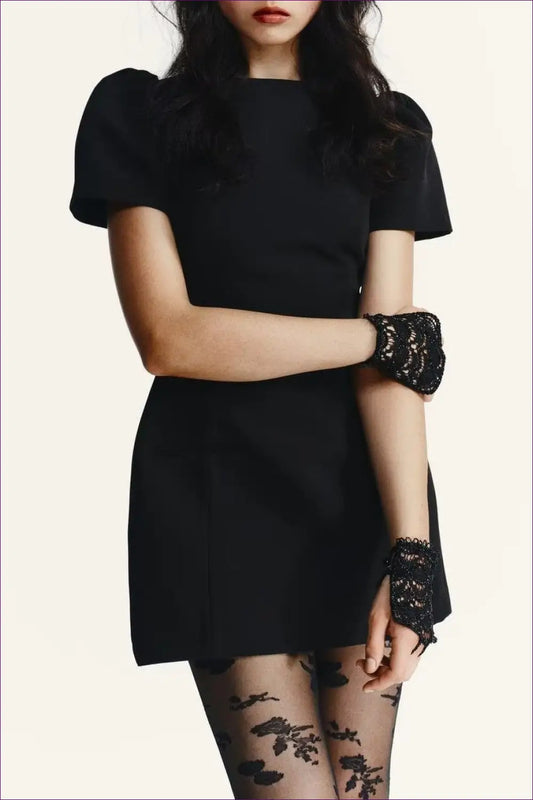 Mini Dress with Puff Sleeves - Playful Sophistication - Dresses - Lingerie Hut - All Season • Bodycon • Casual • Date