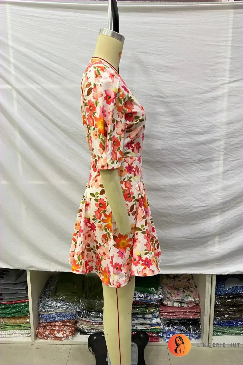 Mini Dress with Puff Sleeves - Romantic Femininity for A-line, Boho, Casual, Dress, Everyday