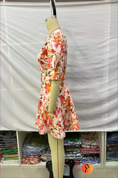 Mini Dress with Puff Sleeves - Romantic Femininity for A-line, Boho, Casual, Dress, Everyday