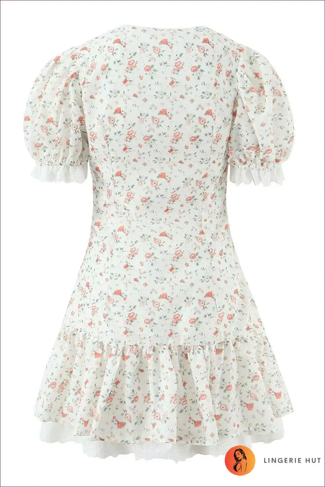 Floral Puff Sleeve Mini Dress - Sweet Vintage Romance