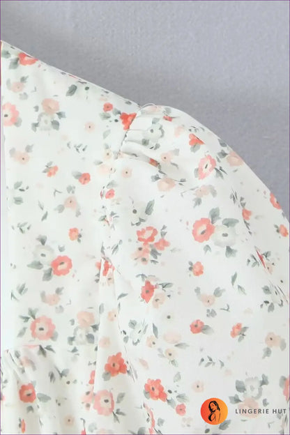 Floral Puff Sleeve Mini Dress - Sweet Vintage Romance - Dresses - Lingerie Hut - A-line • Casual • Glamour