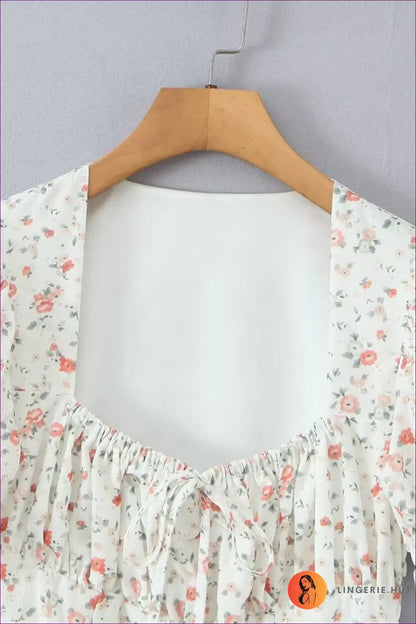 Floral Puff Sleeve Mini Dress - Sweet Vintage Romance - Dresses - Lingerie Hut - A-line • Casual • Glamour