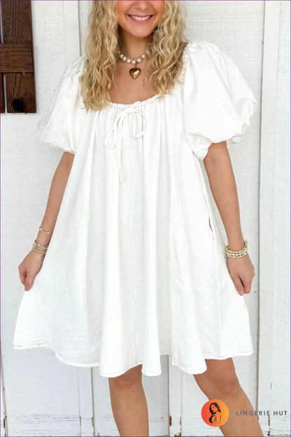 Mini Dress with Ruched Bodice - Summer Romance for A-line, Backless, Casual, Cutout, Date Night