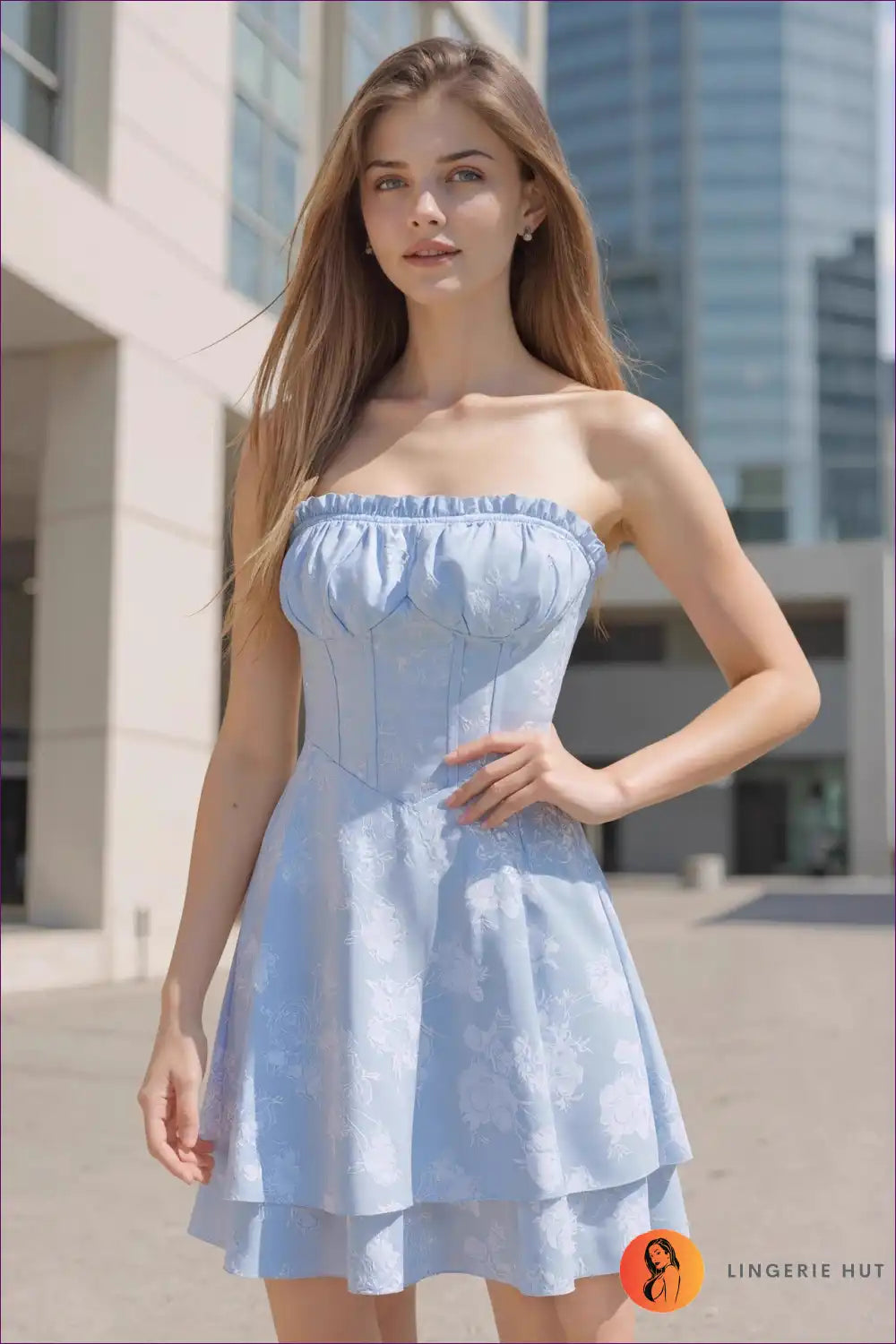 Mini Dress with Ruched Bodice - Summer Romance for A-line, Backless, Casual, Cutout, Date Night