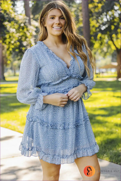 Mini Dress with Ruffle Details - Playful Sophistication for A-line, Animal, Autumn, Backless, Boho