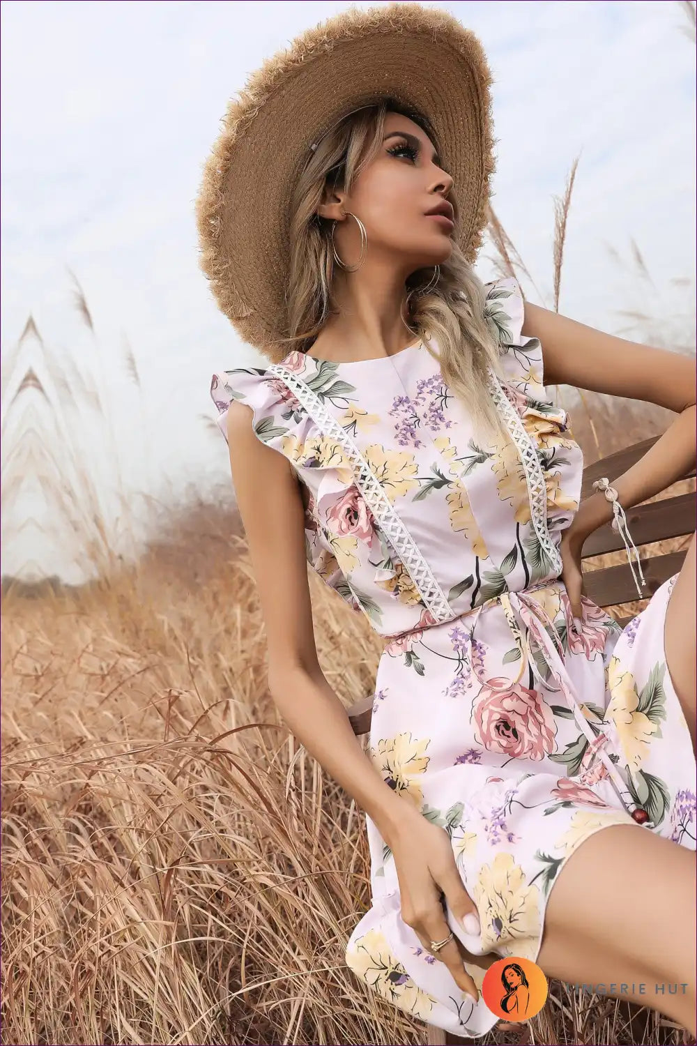 Mini Dress with Ruffle Details - Playful Sophistication for A-line, Casual, Dress, Everyday, Floral