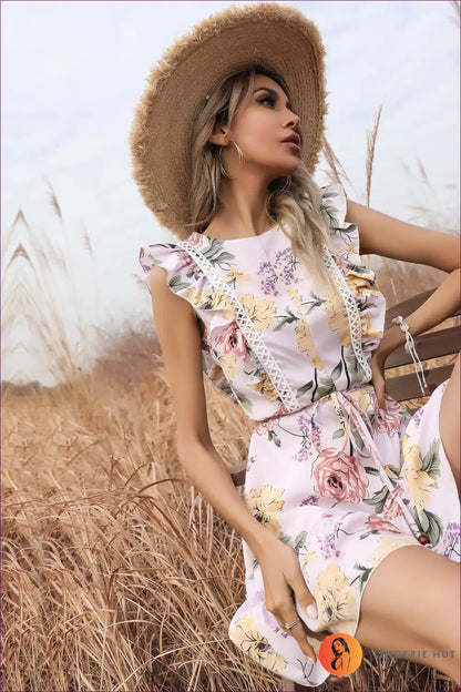 Mini Dress with Ruffle Details - Playful Sophistication for A-line, Casual, Dress, Everyday, Floral