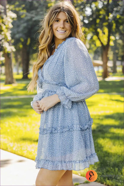 Mini Dress with Ruffle Details - Playful Sophistication for A-line, Animal, Autumn, Backless, Boho