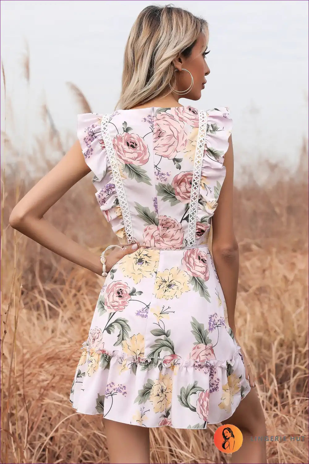Mini Dress with Ruffle Details - Playful Sophistication for A-line, Casual, Dress, Everyday, Floral