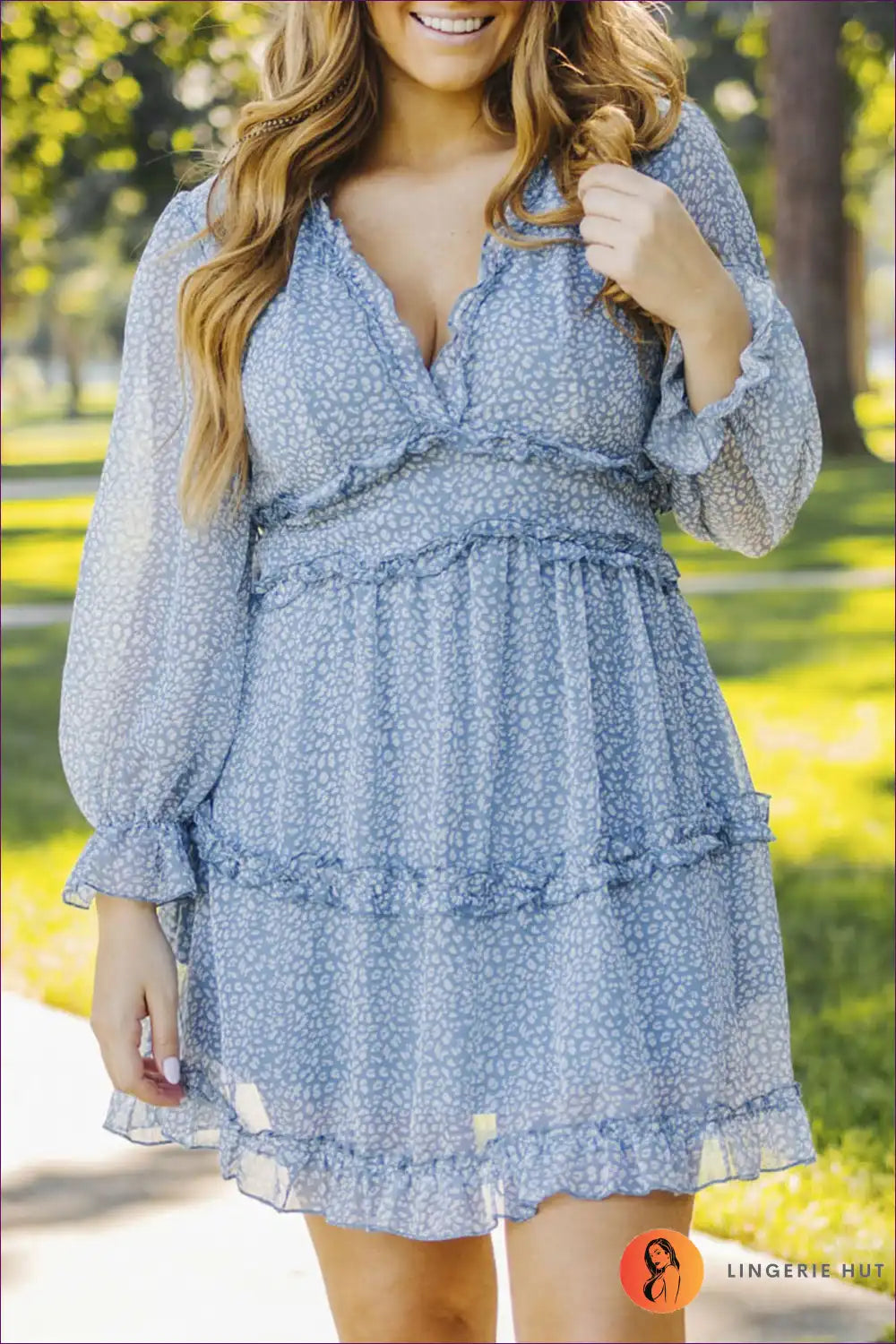 Mini Dress with Ruffle Details - Playful Sophistication for A-line, Animal, Autumn, Backless, Boho