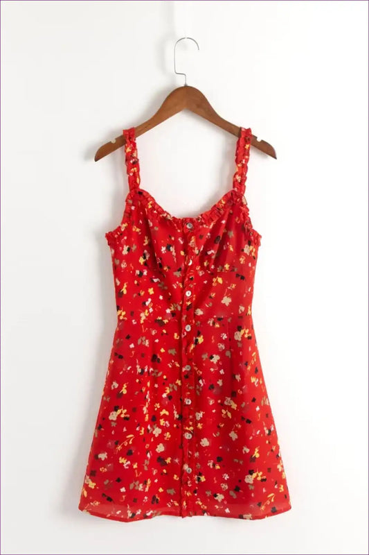 Mini Dress with Ruffle Hem - Date Night Confidence for Bodycon, Casual, Date Night, Dress, Floral