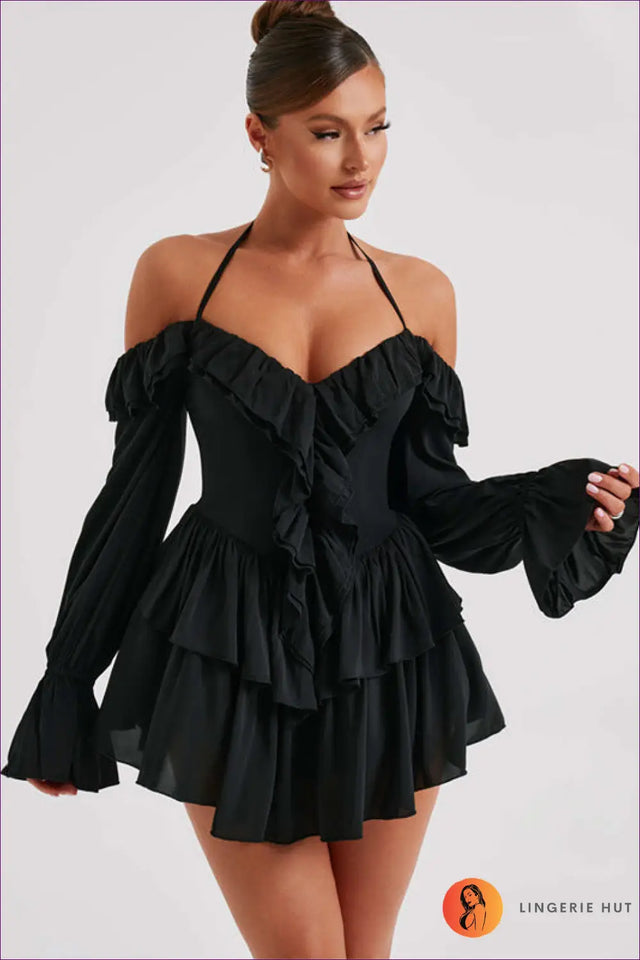Mini Dress with Ruffle Tiers - Party Confidence
