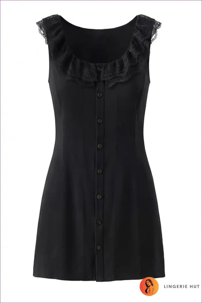 Mini Dress with Scalloped Lace Trim - Romantic Evenings for Cutout, Date Night, Dress, Evening Wear, Formal