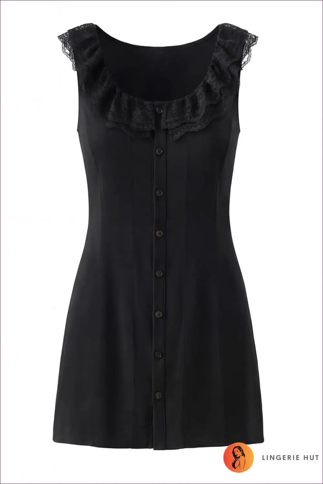 Mini Dress with Scalloped Lace Trim - Romantic Evenings
