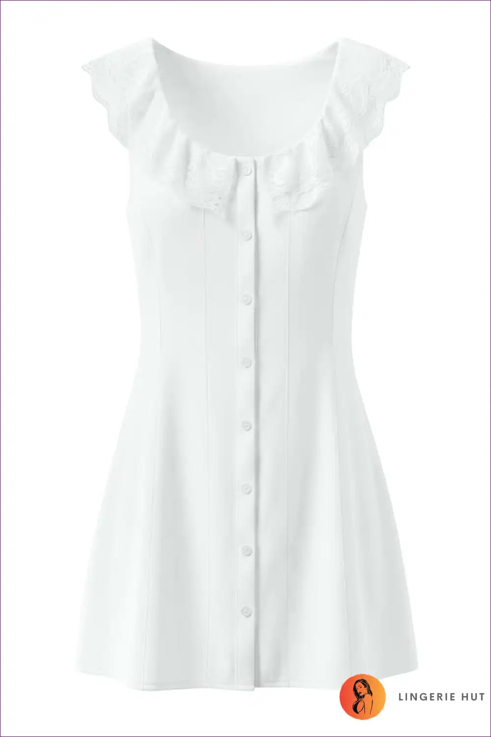 Mini Dress with Scalloped Lace Trim - Romantic Evenings for Cutout, Date Night, Dress, Evening Wear, Formal