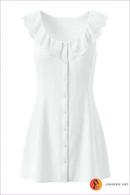 Mini Dress with Scalloped Lace Trim - Romantic Evenings for Cutout, Date Night, Dress, Evening Wear, Formal