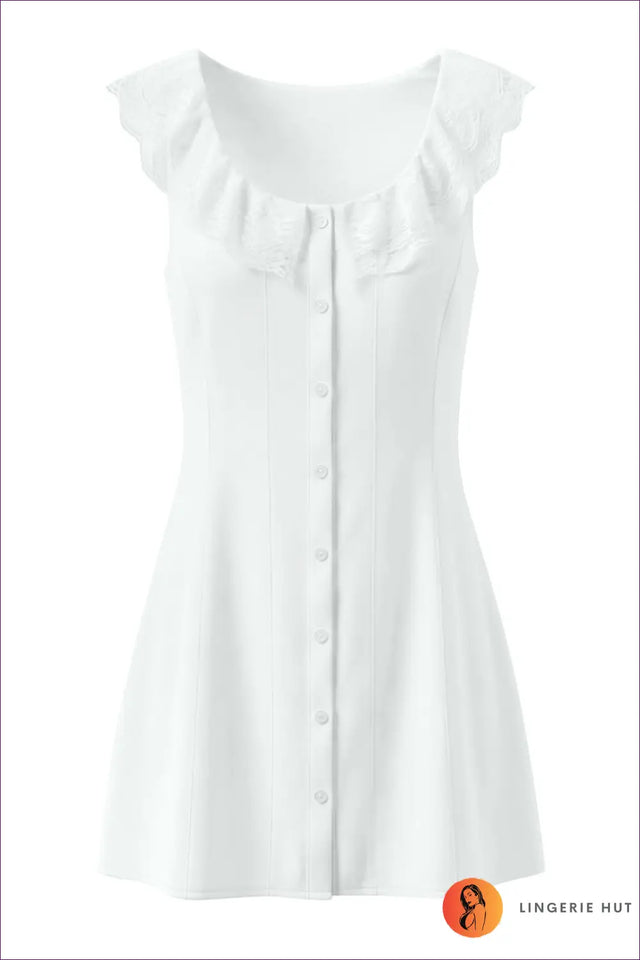 Mini Dress with Scalloped Lace Trim - Romantic Evenings