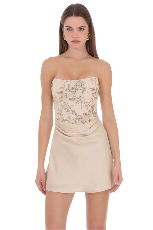 Mini Dress with Sequin Bodice - Night out Glamour - Dresses - Lingerie Hut - All Season • Bodycon • Clubwear