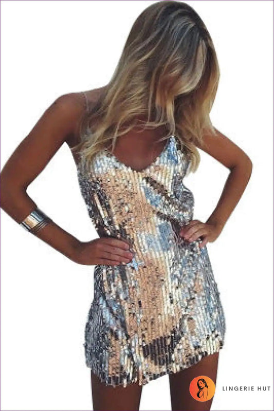 Mini Dress with Sequin Detailing - Celebration Ready for A-line, Clubwear, Cutout, Dress, Evening Wear