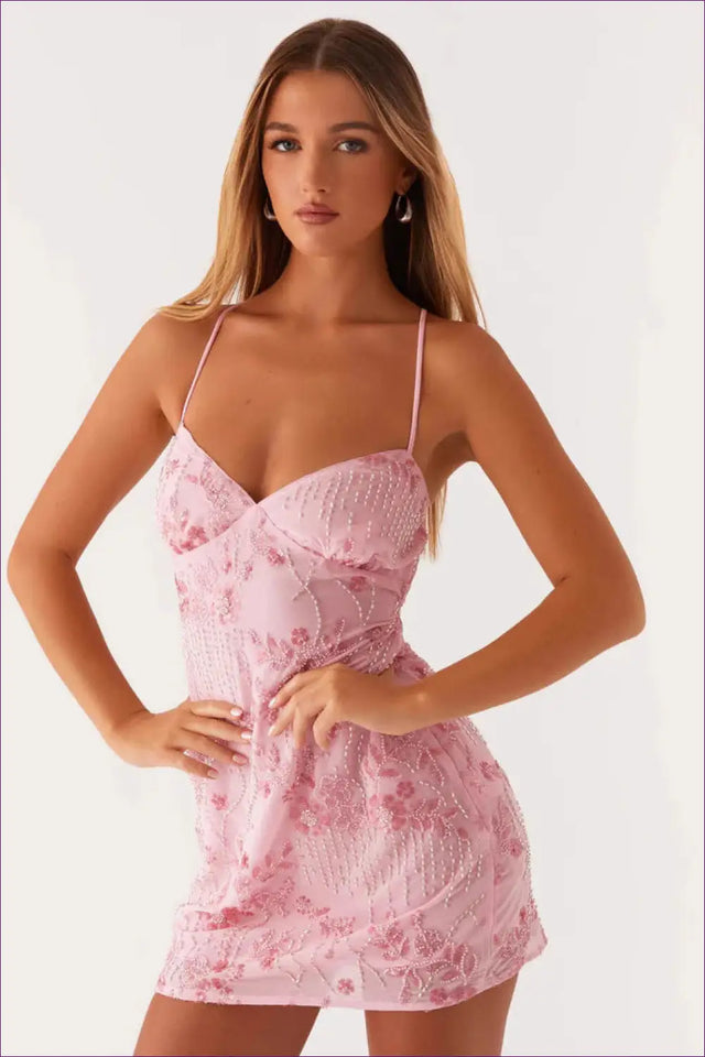 Mini Dress with Sequin Embroidery - Romantic Evenings