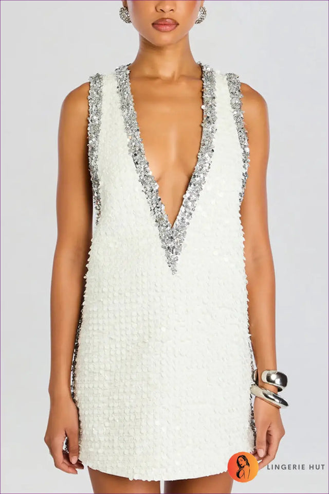 Mini Dress with Sequin Trim - Luxe Party Confidence