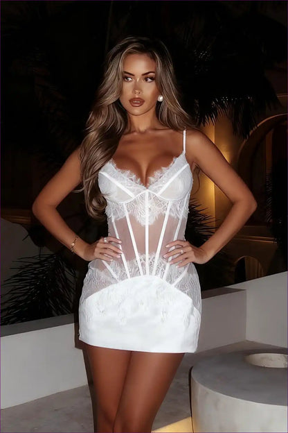 Mini Dress with Sheer Mesh Panels - Night out Confidence for Bodycon, Clubwear, Date Night, Dress, Dresses