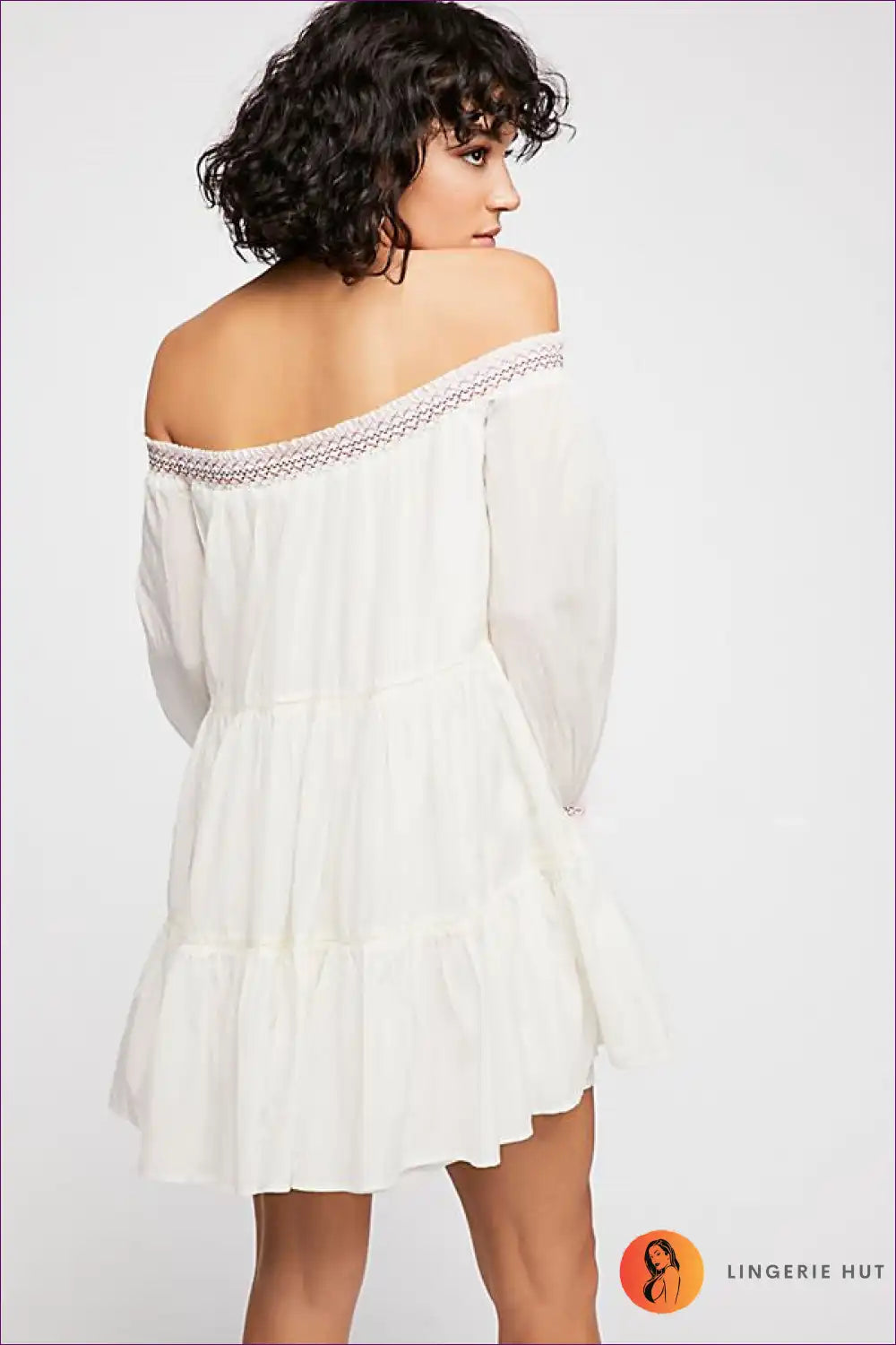 Mini Dress with Off-shoulder Design - Romantic Confidence for A-line, Boho, Casual, Chiffon, Date Night