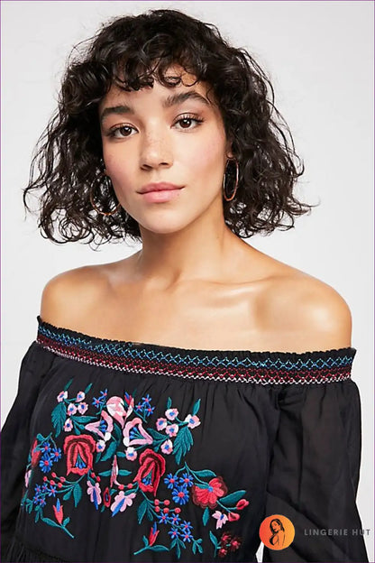 Mini Dress with Off-shoulder Design - Romantic Confidence for A-line, Boho, Casual, Chiffon, Date Night