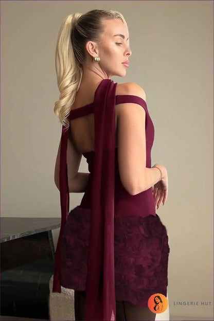 Mini Dress with Off-shoulder Detail - Romantic Edge for Date Night, Dress, Dresses, Evening Wear, Everyday