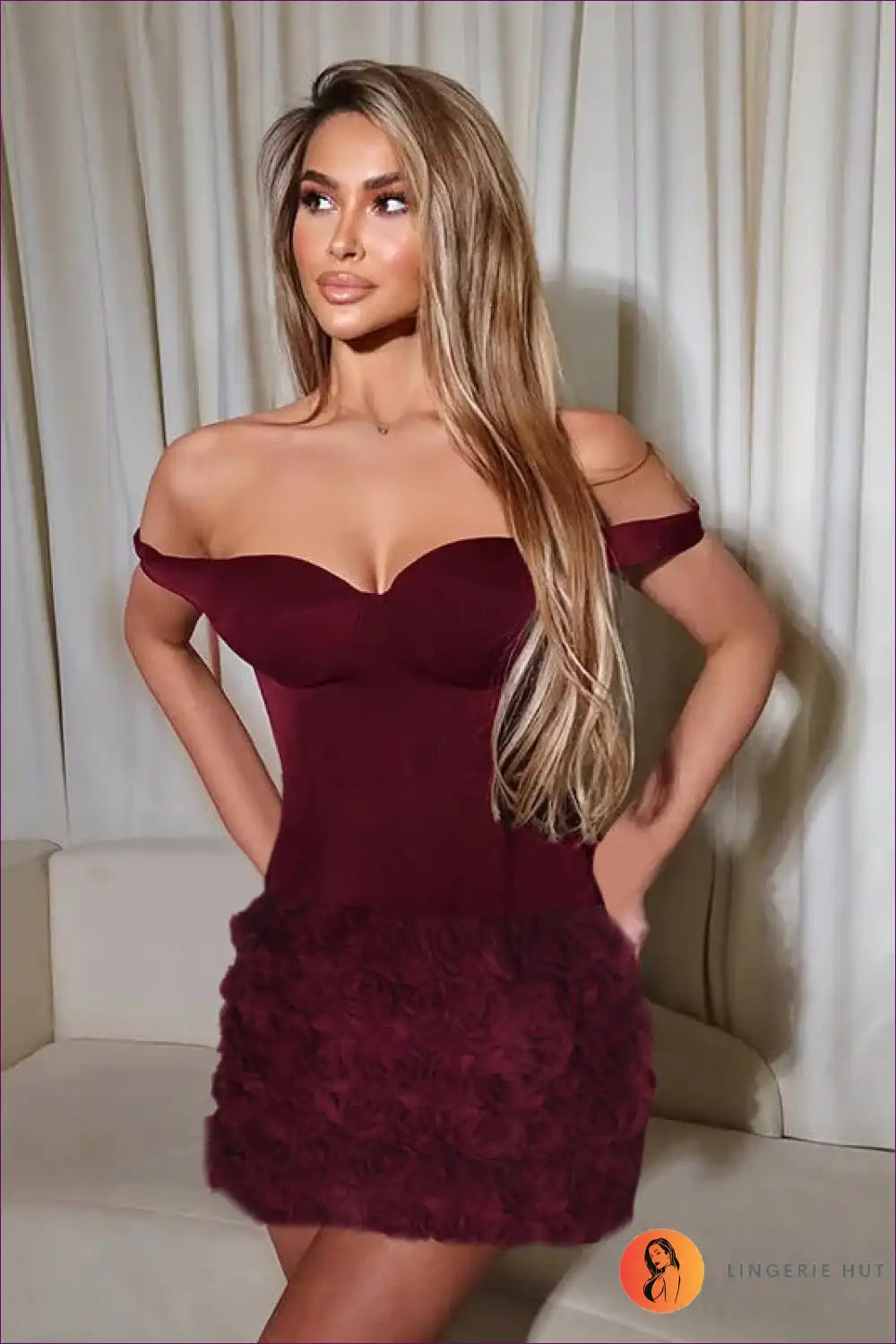 Mini Dress with Off-shoulder Detail - Romantic Edge for Date Night, Dress, Dresses, Evening Wear, Everyday