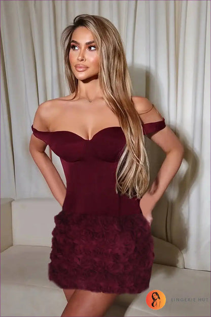 Mini Dress with Off-shoulder Detail - Romantic Edge for Date Night, Dress, Dresses, Evening Wear, Everyday