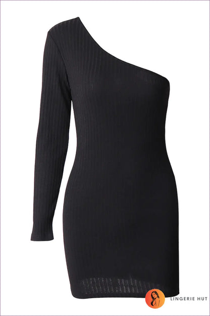 One Shoulder Sequin Mini Dress - Red Carpet Energy - s / Black - Dresses - Lingerie Hut - All Season • Bodycon • Cutout