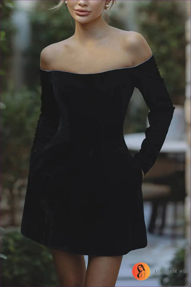 Off-Shoulder Mini Dress - Evening Allure, Made For Nights Out