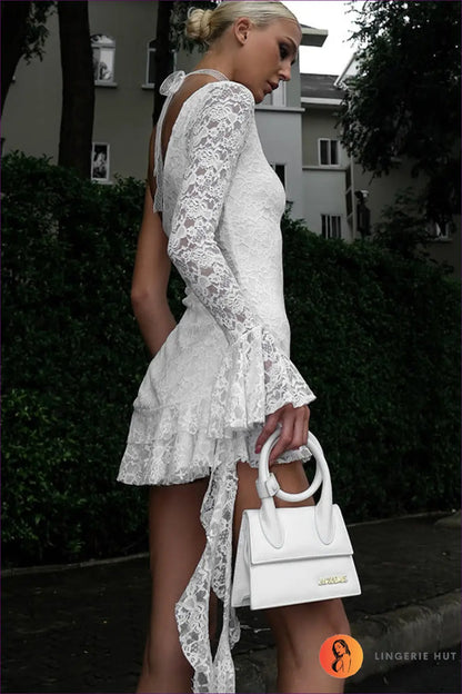 One-shoulder Mini Dress with Ruffle - Statement Evenings out - Dresses - Lingerie Hut - Backless • Bodycon • Cutout