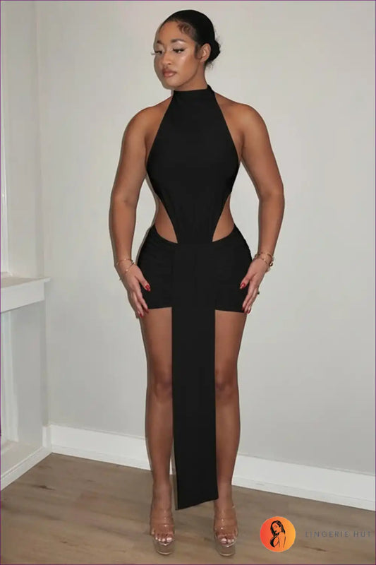 Mini Dress with Side Cut-outs - Confident Evenings for Backless, Bodycon, Cutout, Date Night,