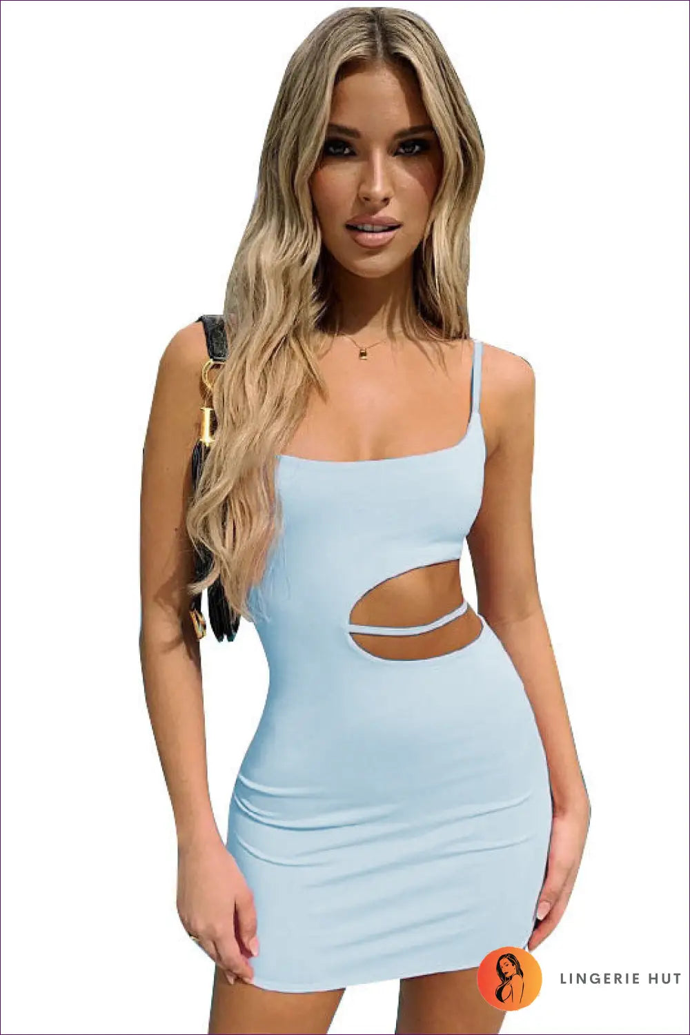 Mini Cut-out Bodycon Dress - Worth a Second Look - s / Light Blue - Dresses - Lingerie Hut - Clubwear • Cutout • Date