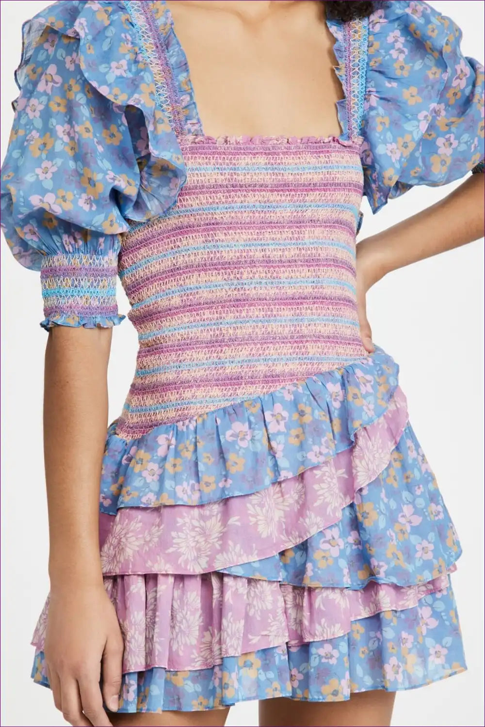 Mini Dress with Smocked Bodice - Festival Season for A-line, Boho, Casual, Dress, Everyday